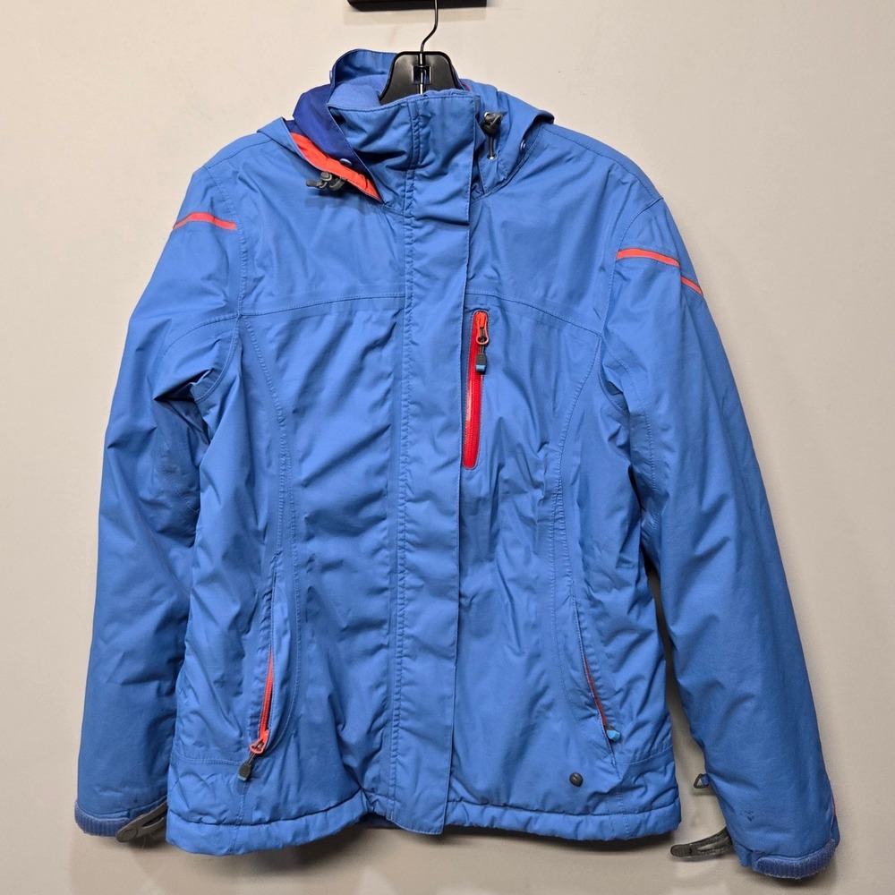 Lands' End Ski Coat Jacket Small Blue Winter Insulated Hooded Water Resistant